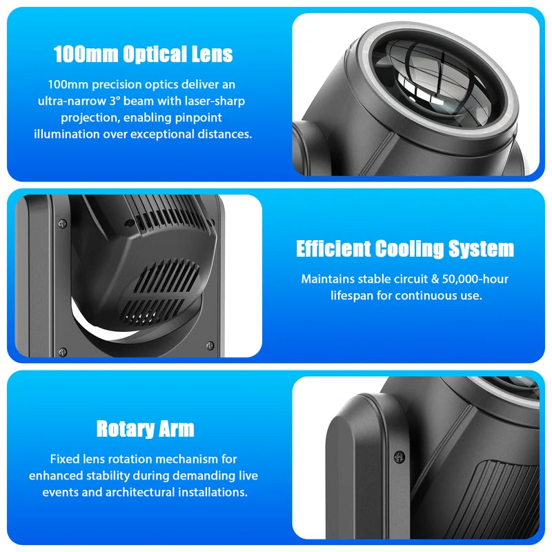 RGB LED Moving Head Light Beam Effect for DJ Party Stage Concert Wedding
