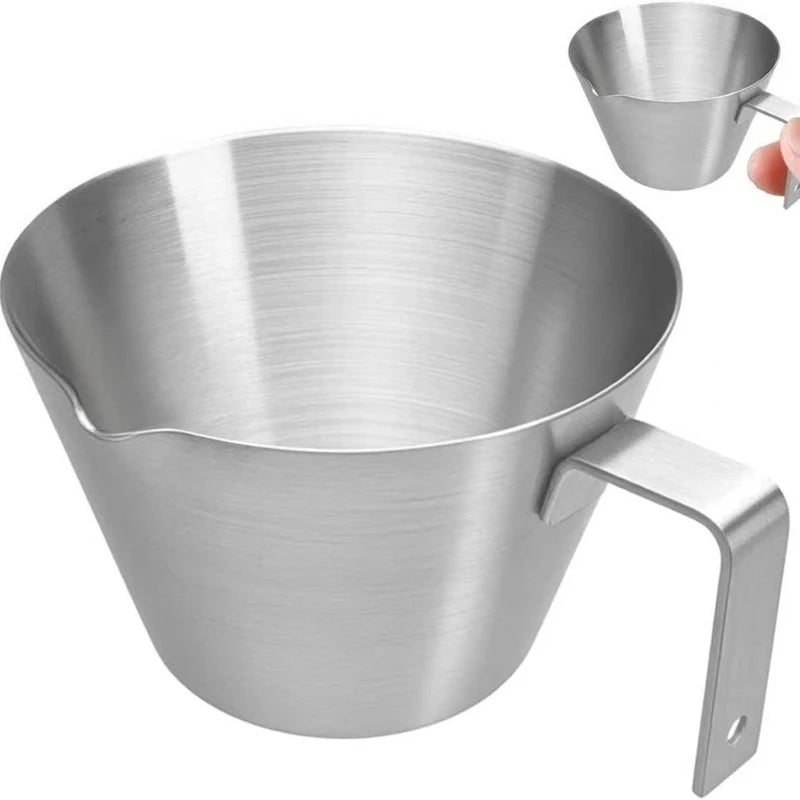 Stainless Steel Espresso Cups with Handle and V-Shaped Spout - Coffee and Dessert Measuring Cups with Scale