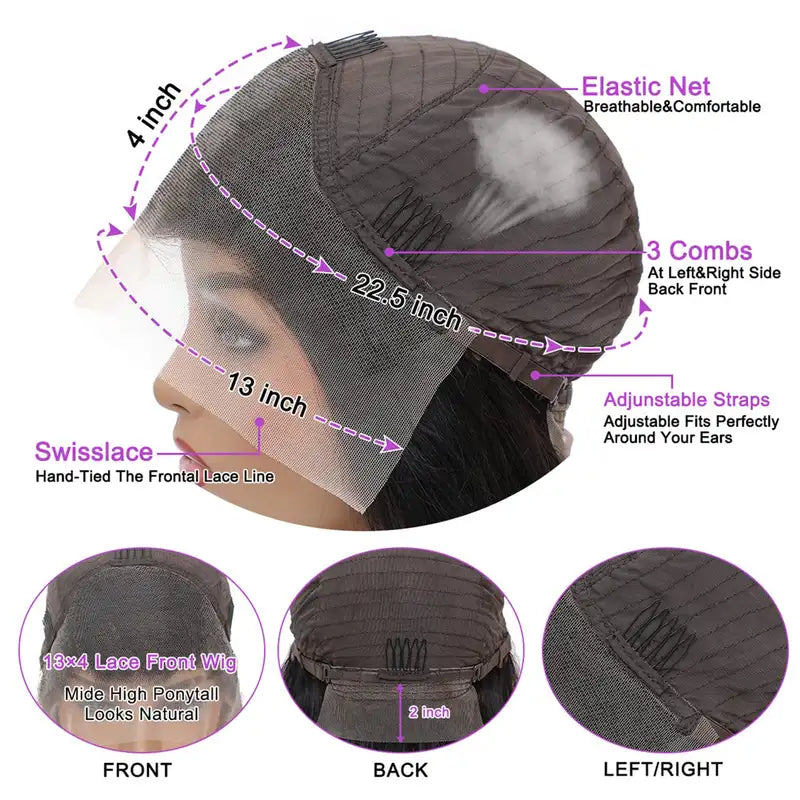 Brazilian Human Hair Wigs 13x4 Lace Front Pre Plucked Transparent HD Frontal