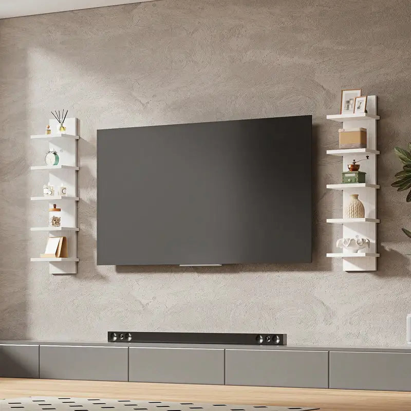 5-Tier Floating Wall Shelf - Space Saving Wall Mounted Organizer for Bedroom Living Room Office Black/Brown