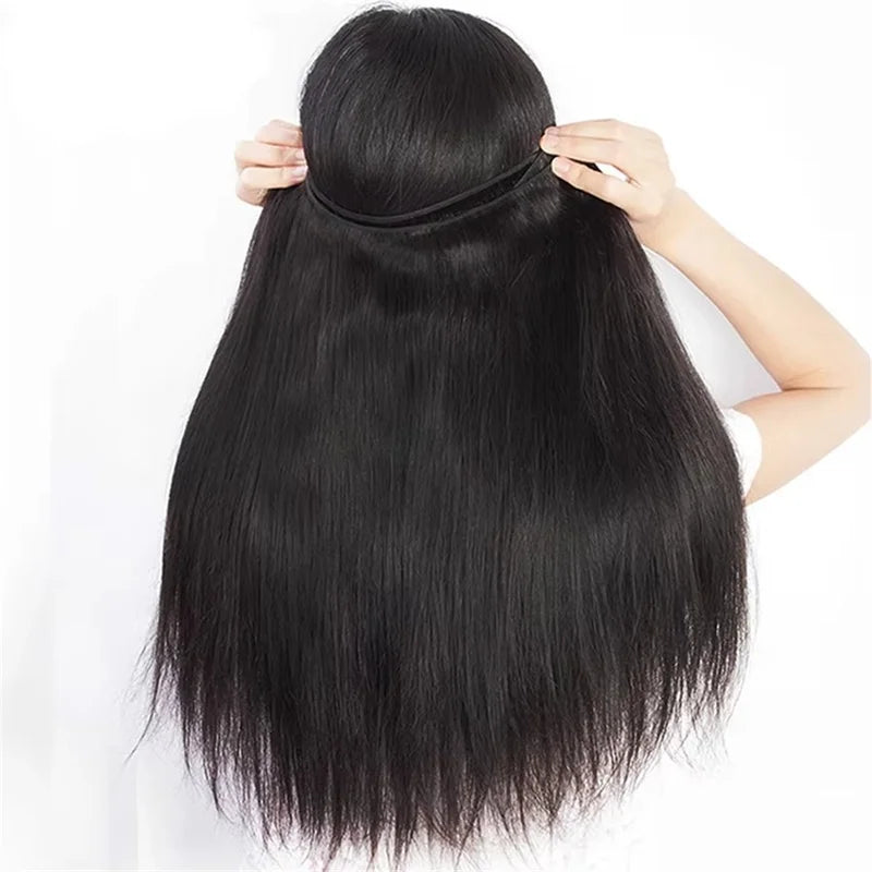 Remy Straight Human Hair Bundles - Natural Black Brazilian Weave Extensions 14-30 Inches