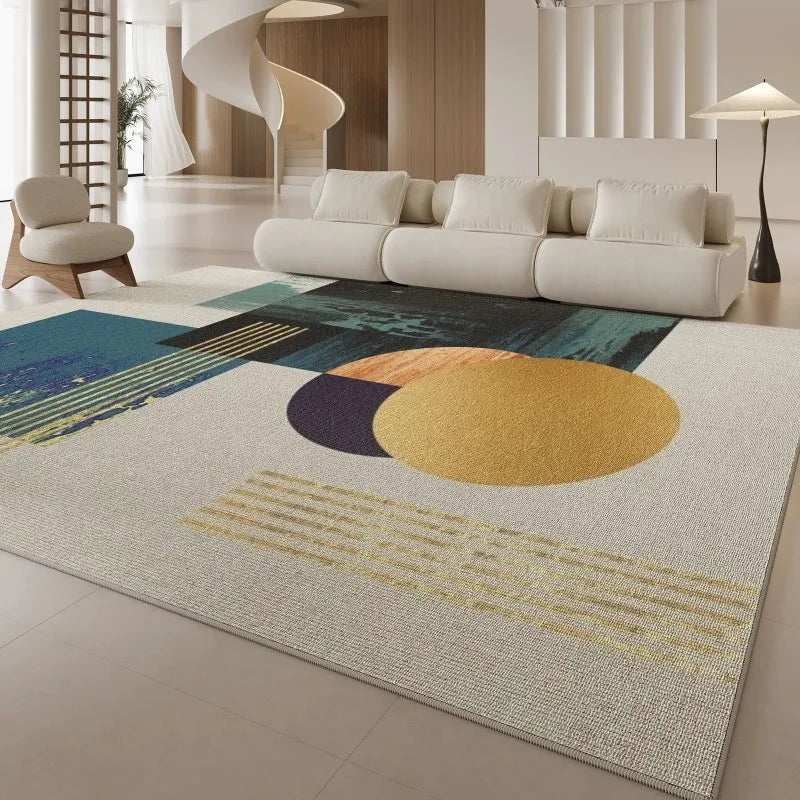 Watercolor Abstract Area Rug Non-Slip Washable Minimalist Carpet for Living Room & Bedroom