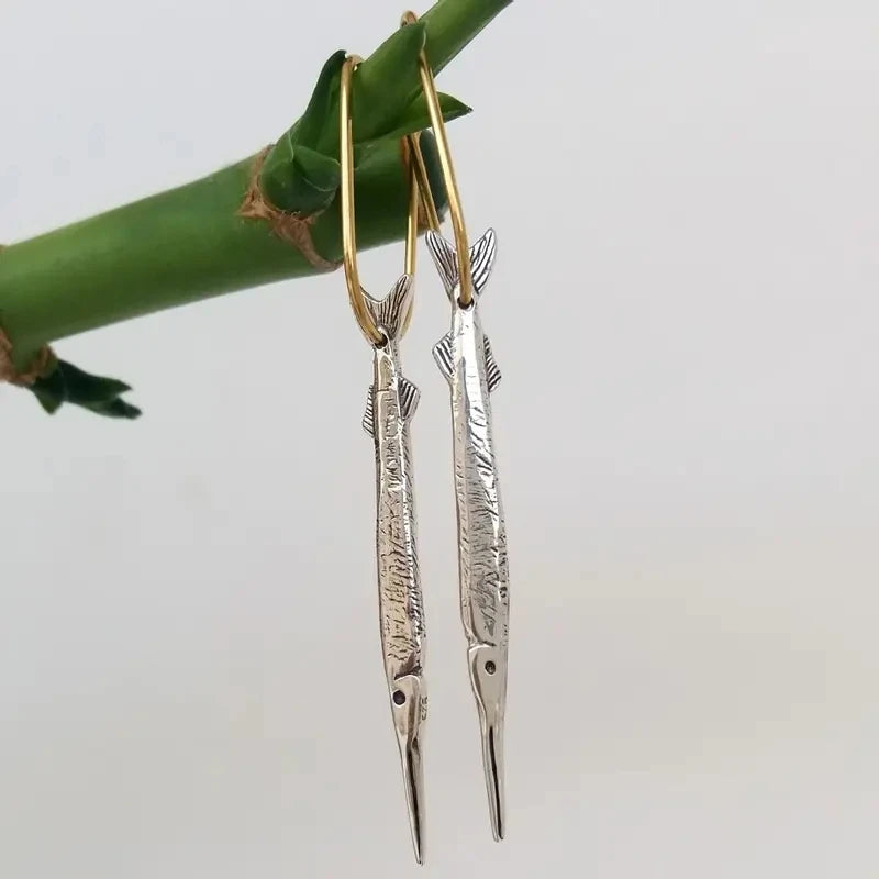 Vintage Fish Pendant Earrings Silver Plated Women’s Jewelry Gift