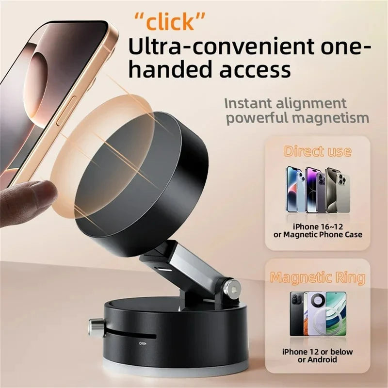 Mobile Phone Vacuum Suction Cup Holder & Foldable Desk Stand for iPhone & Android