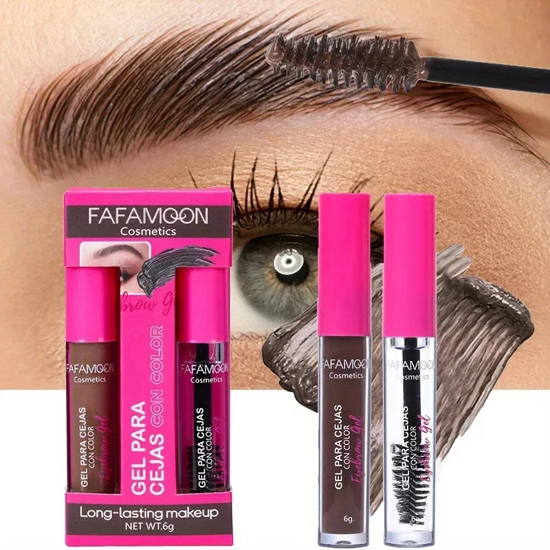 Waterproof Tinted Brow Gel Kit with Clear Brow Glue & Long-Lasting Finish