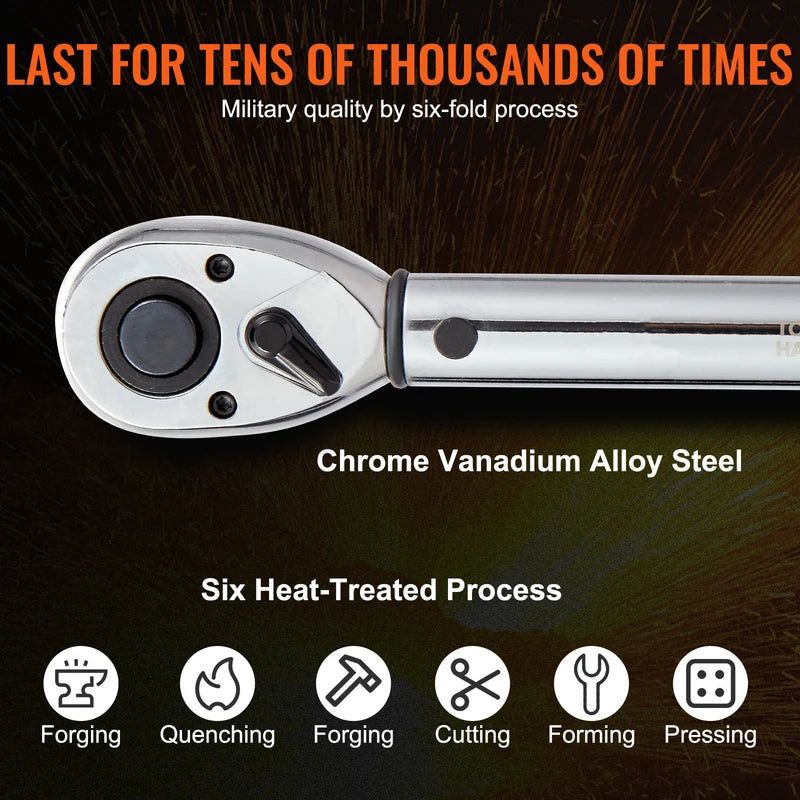 Mechanical Torque Wrench Set with Dual-Range Adjustable Drive - Professional Tool Kit
