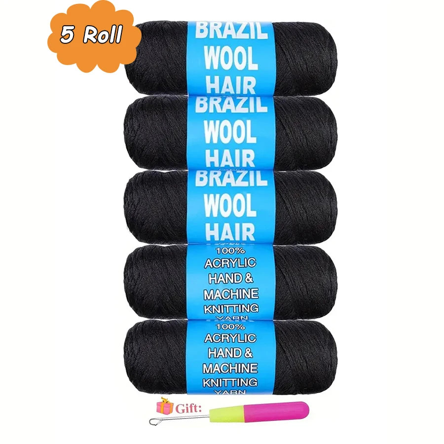 Multicolor Wool Hair Extension Rolls for Crochet Braids and Twist Styles - 70G/Roll