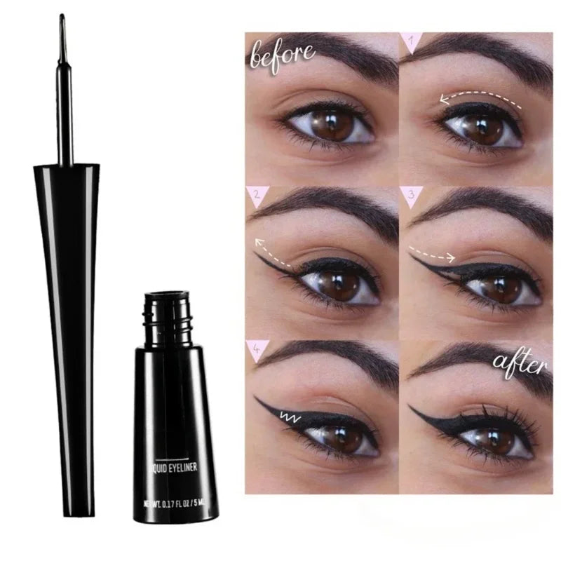 3-Color Matte Waterproof Eyeliner Set - Long-Lasting Liquid Eyeliner with Brush
