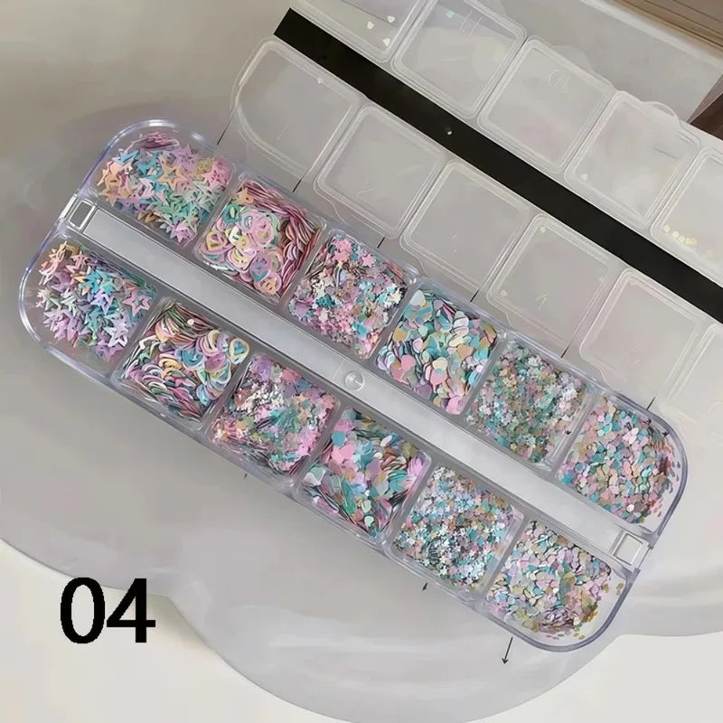 Polka Dot Glitter Nail Art Accessories - Instagram Style, Retro Floral Design