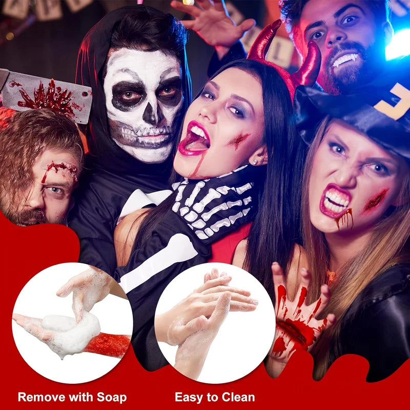 Halloween Fake Blood Makeup Kit with Sponge - Realistic Coagulated Blood for Party Costumes