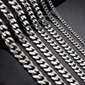 Men's Stainless Steel Cuban Link Chain Necklace - Multiple Lengths & Colors
