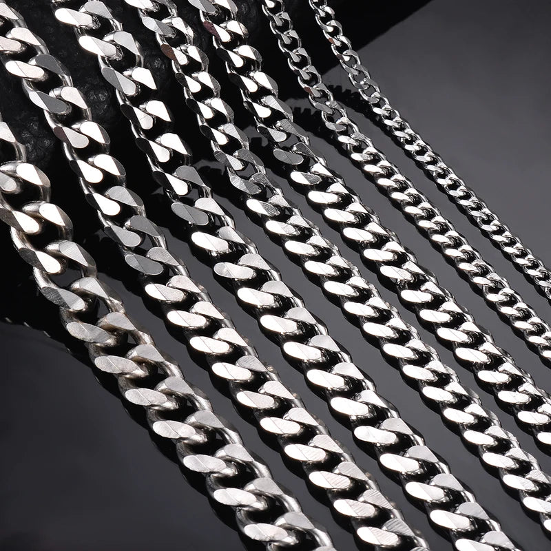 Men's Stainless Steel Cuban Link Chain Necklace - Multiple Lengths & Colors