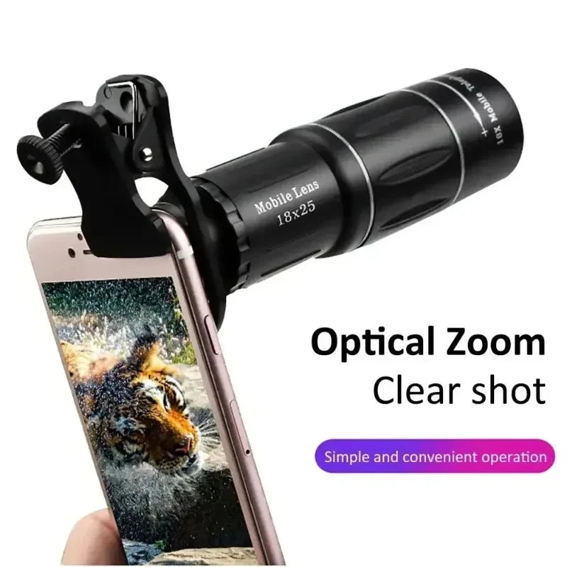 HD Monocular Telescope with Phone Attachment 18X25 Compact Telephoto Lens