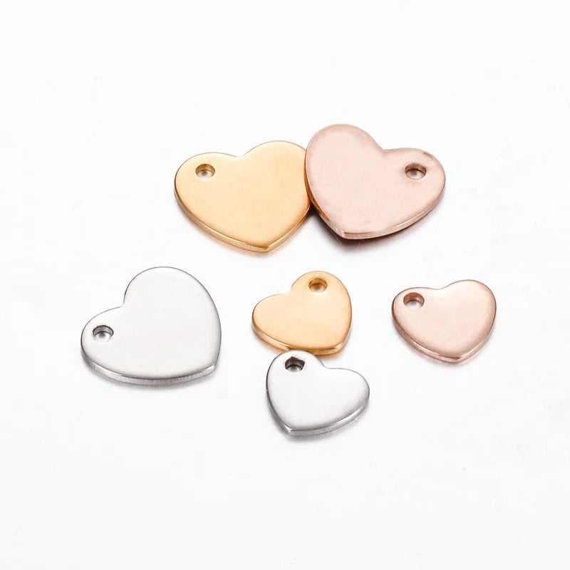 100pcs Stainless Steel Heart Charms for DIY Jewelry Making - Versatile Jewelry Accessories