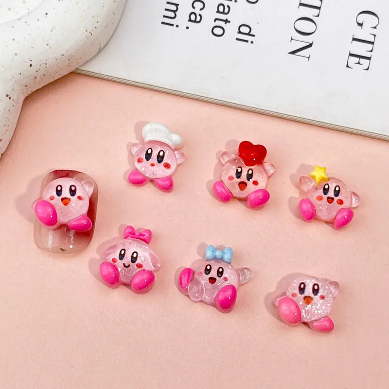 20Pcs Resin Mini Game Character Kirby Nail Charms Art Decor Craft Set