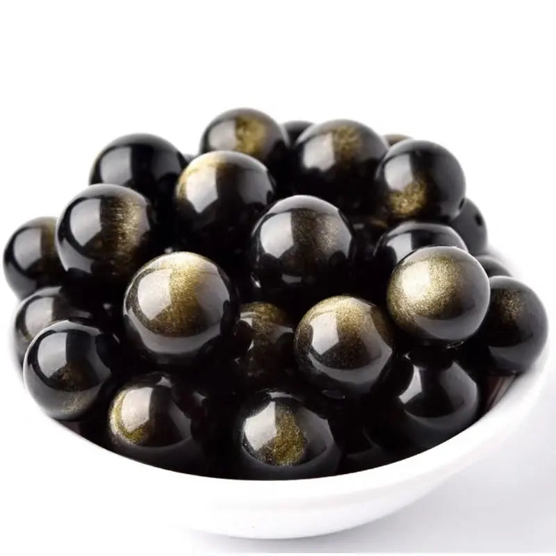 Natural Stone Golden Obsidian Beads for Jewelry Making – Round Spacer Stones 4-14mm