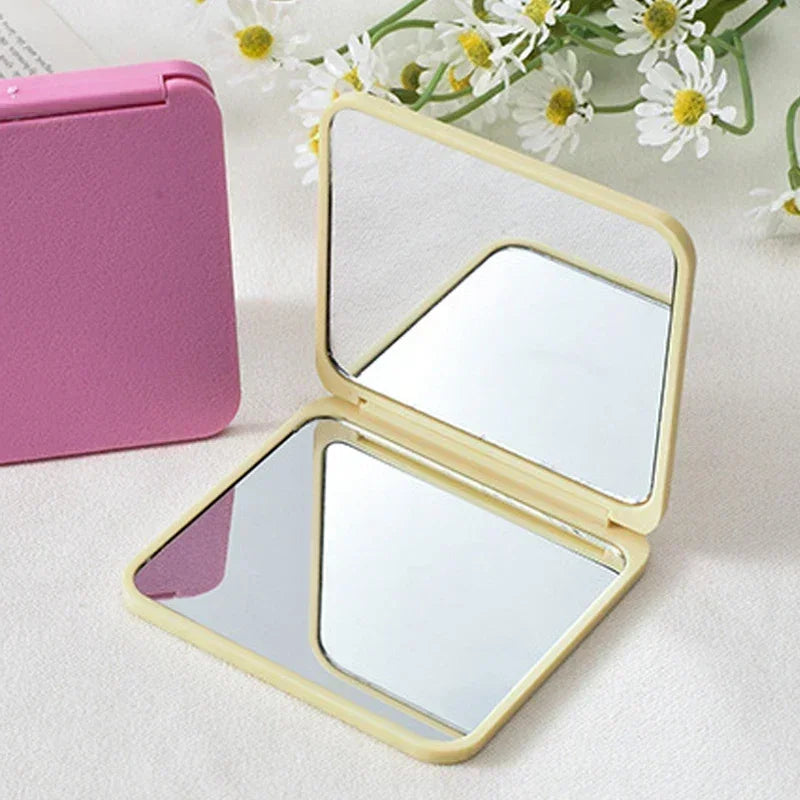 Double-Sided Portable Makeup Mirror Square Compact for Women Girl Gift
