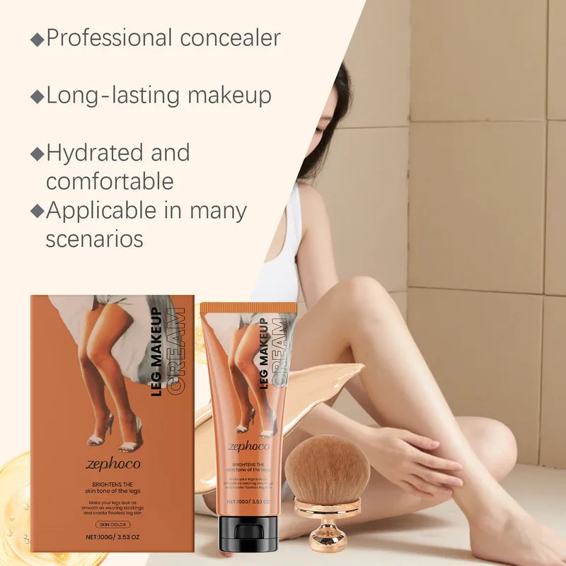Waterproof Full Coverage Body Foundation with Brush Set for Veins & Scars
