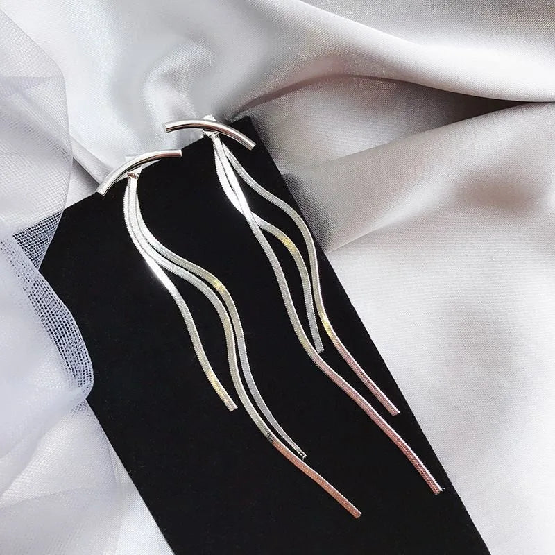 Long Snake Chain Earrings for Women Geometric Minimalist Fashion Jewelry