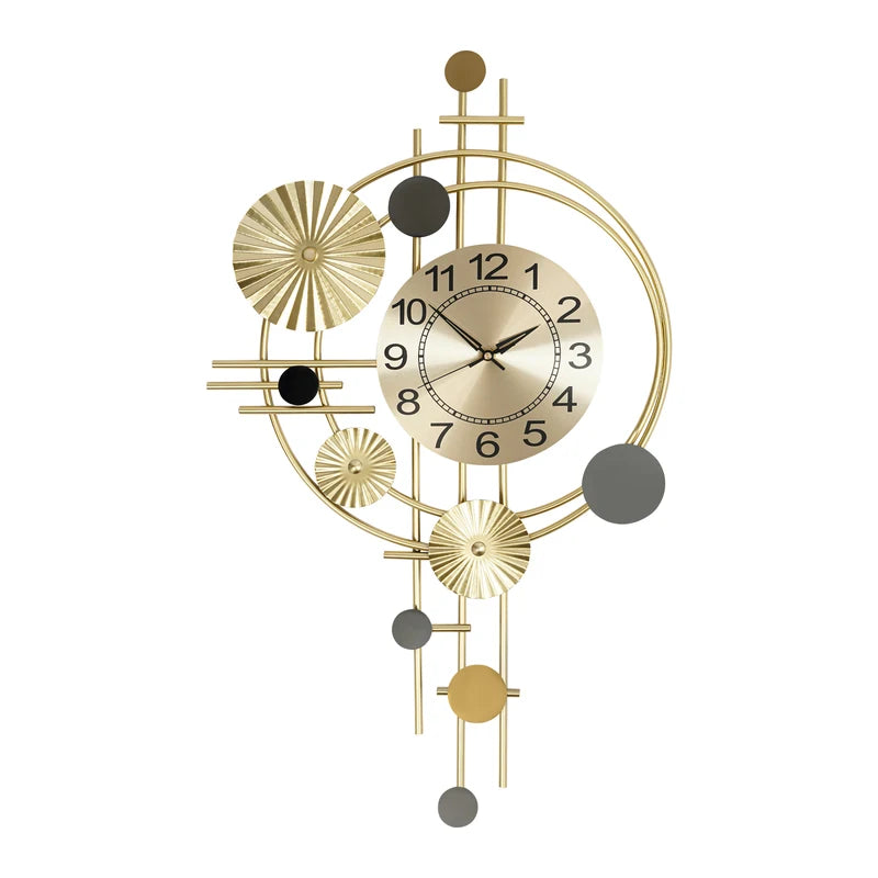 Modern Gold Wall Clock 45x78cm Silent Non Ticking Living Room Decor