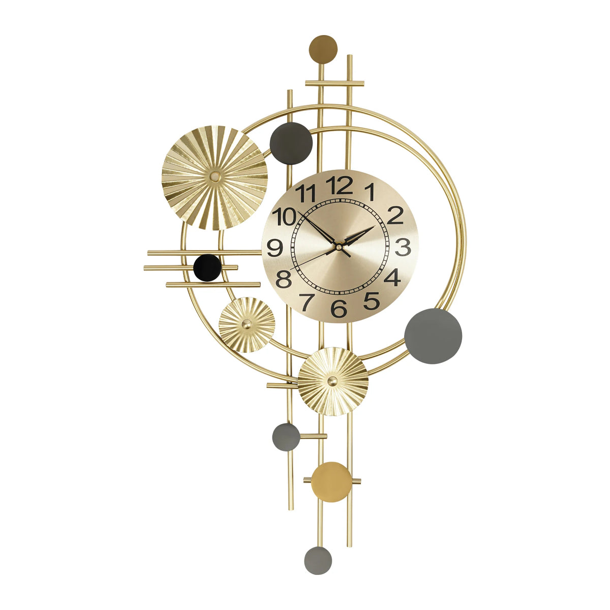 Modern Gold Wall Clock 45x78cm Silent Non Ticking Living Room Decor