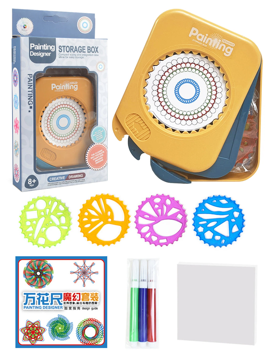 Drawing Art Spirograph Set for Kids - Fun Spiral & Gear Design Toys in Pink & Blue