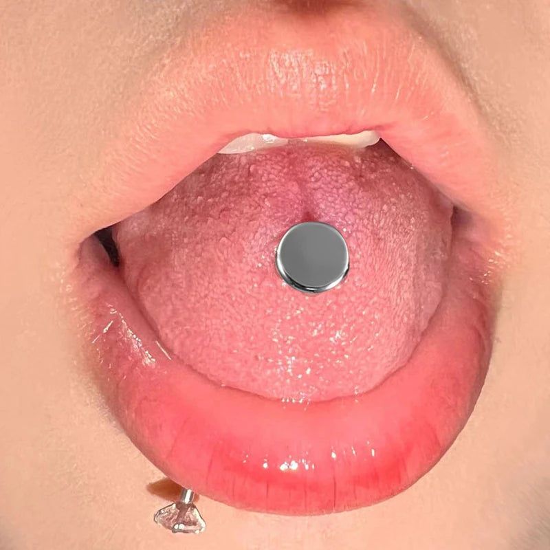 Titanium Labret Piercing Jewelry 14G Flat Internal Thread Tongue Barbell Set