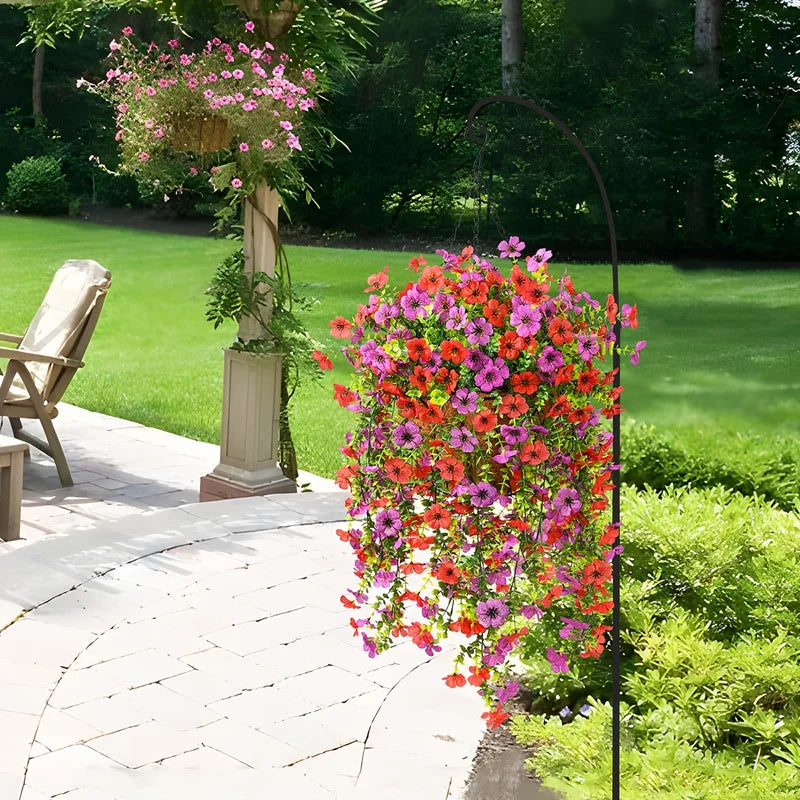 2pcs Hanging Artificial Flower Plants for Outdoor & Indoor Garden Decor