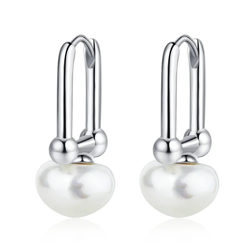 Sterling Silver Cloud Pearl Earrings with Wave Design - Women's Jewelry Gift