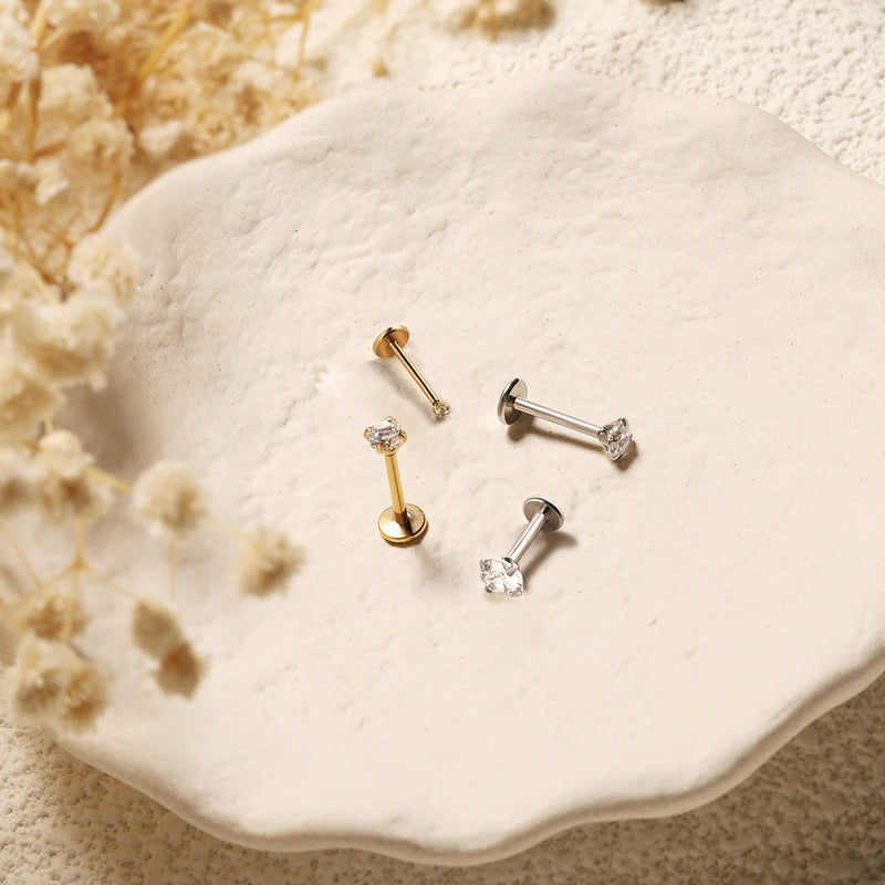 2/8PCS Stainless Steel Earring Nose Stud Cartilage Piercing Jewelry for Women