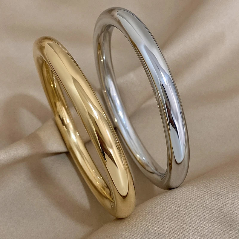 Solid Color Stainless Steel Cuff Bracelet for Women - Waterproof Jewelry Gift