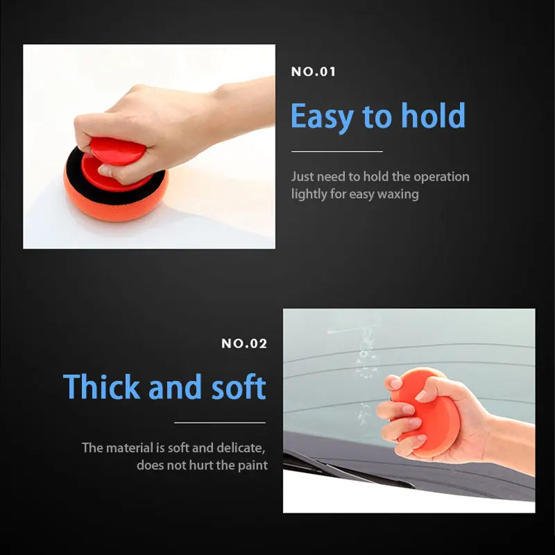 Car Polishing Pads Set - 6 Durable Waxing & Polishing Sponges with Handle