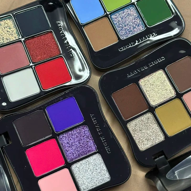 6-Color Eyeshadow Palette with Matte, Shimmer & Glitter Finishes - Colorful Makeup Set