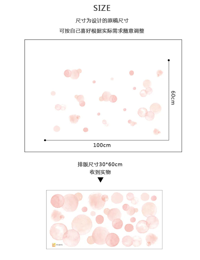 Pink Polka Dot Wall Sticker - Children's Room Decor, Small Size Kindergarten Background
