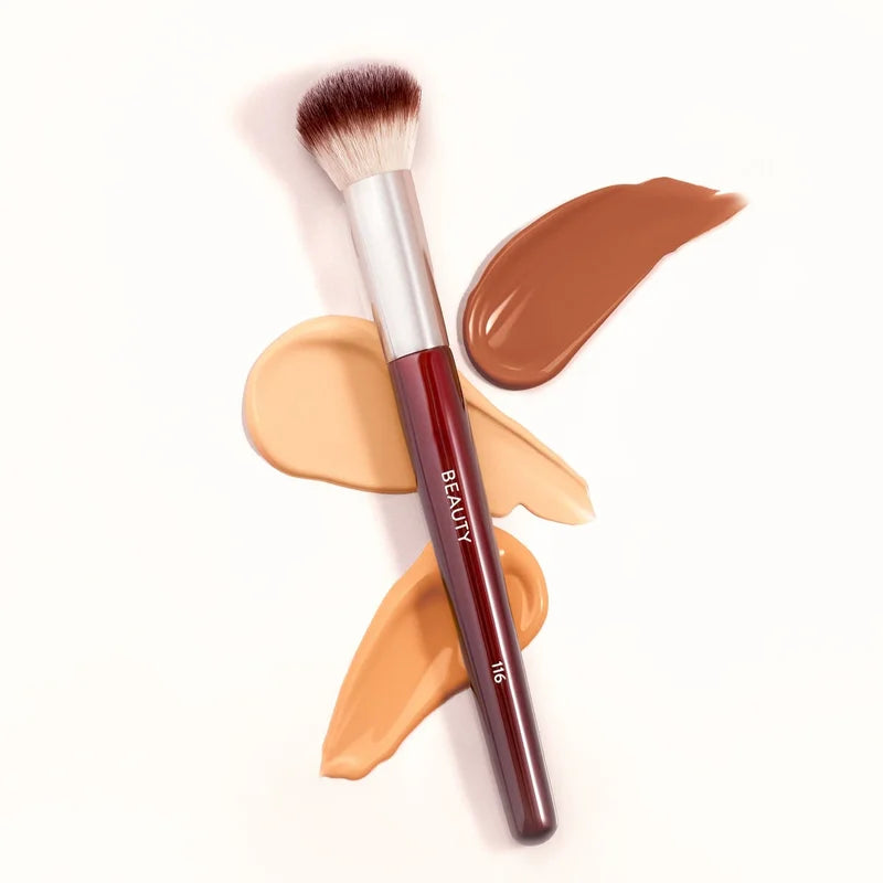 Makeup Brush Set with Dual-Sided Concealer Foundation and Complexion Brushes - Red, Gray, Black, Green