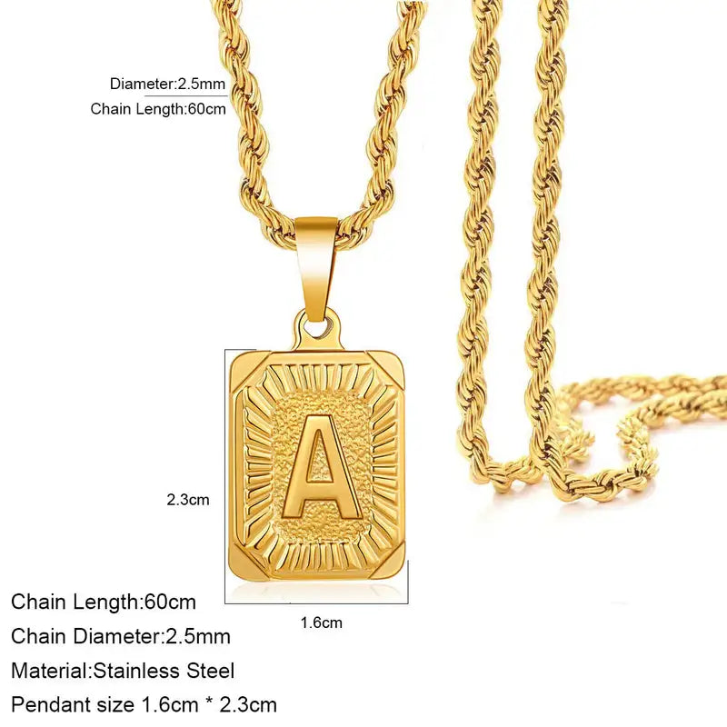 Personalized Gold & Silver Letter Necklace - 18K Gold-Plated Chain Pendant for Men & Women