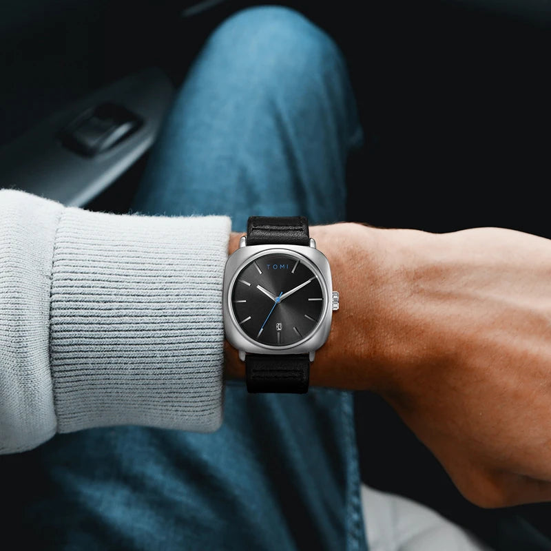 Men's Minimalist Business Square Disc Watch - Elegant Quartz Timepiece