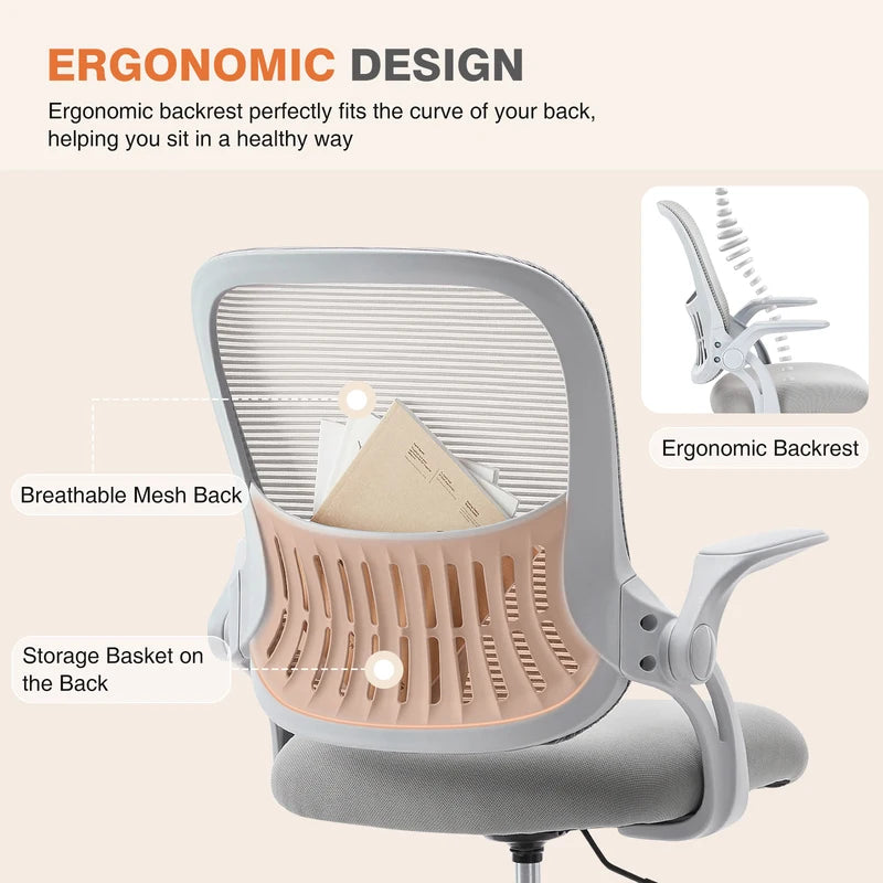 Ergonomic Mesh Office Chair with Lumbar Support, Adjustable Height & Swivel - Multiple Colors