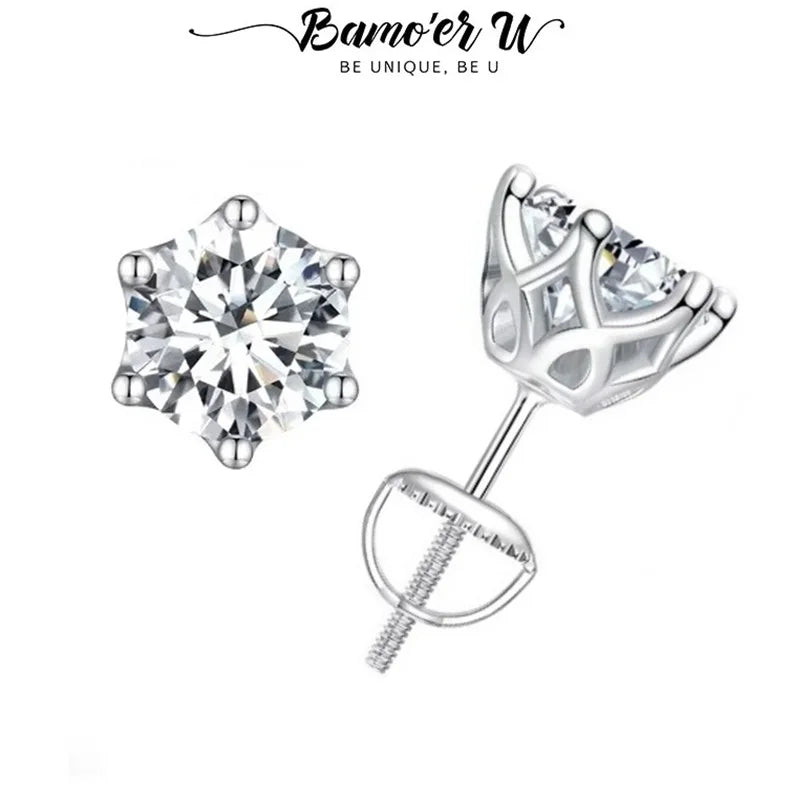 Moissanite Stud Earrings 0.5-3CT in Sterling Silver for Women Wedding Jewelry