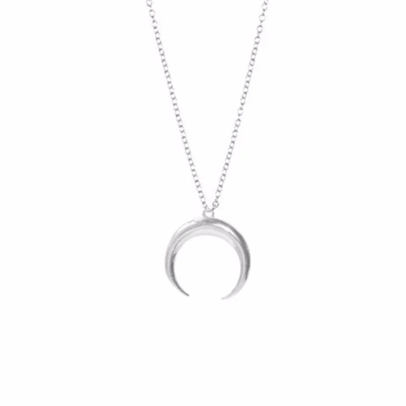 Classic Gold Color Stainless Steel Moon Pendant Necklace for Women Jewelry