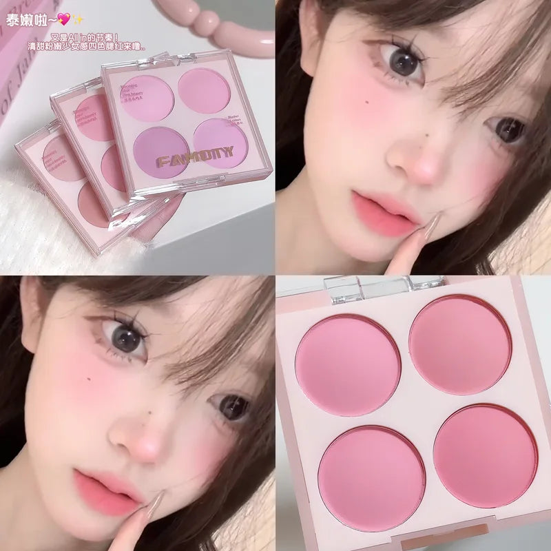 Matte Blush Powder Set with Multiple Colors - Face Makeup for Cheeks & Highlighting