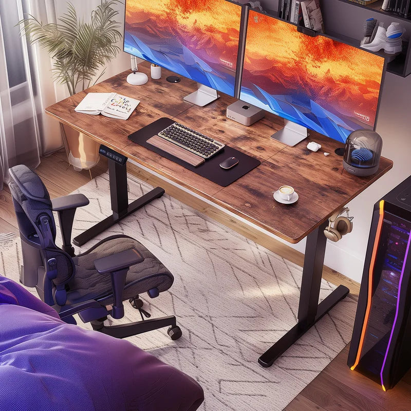 Electric Standing Desk 63x24 Inch Height-Adjustable Workstation for Office