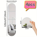 8pcs Silver Oval Square Acrylic Mirror Decals Wall Mirror Home Decor 30cm