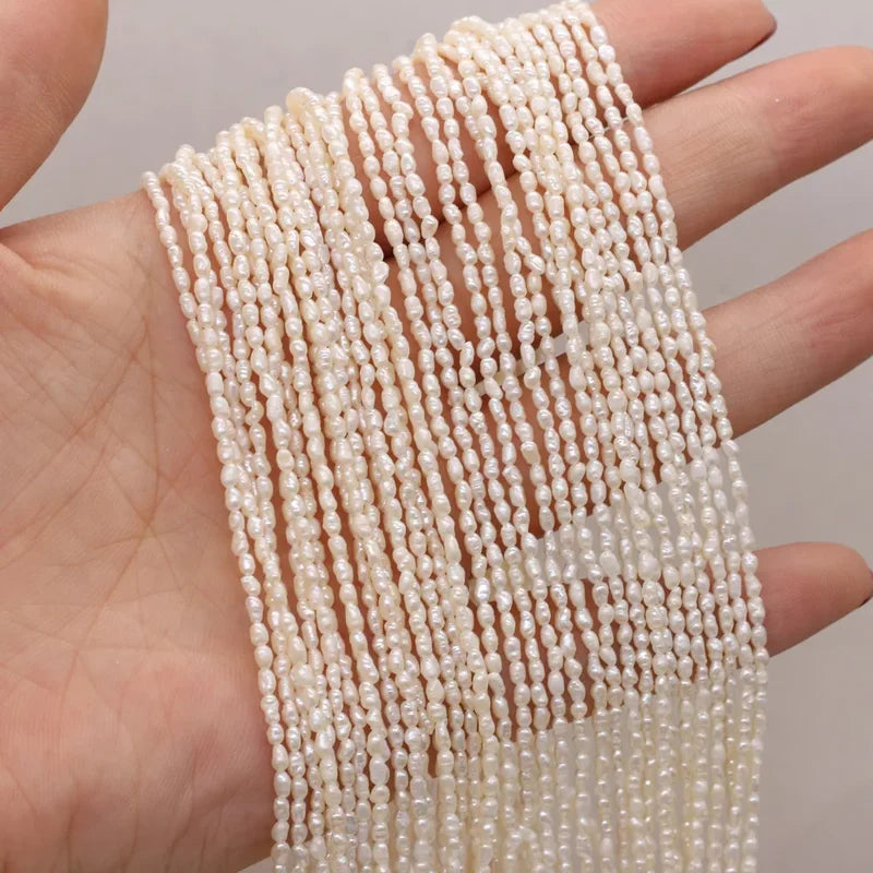 Natural Freshwater Pearl Beads Rice Shape Loose Jewelry Making Supplies - Multiple Colors & Sizes