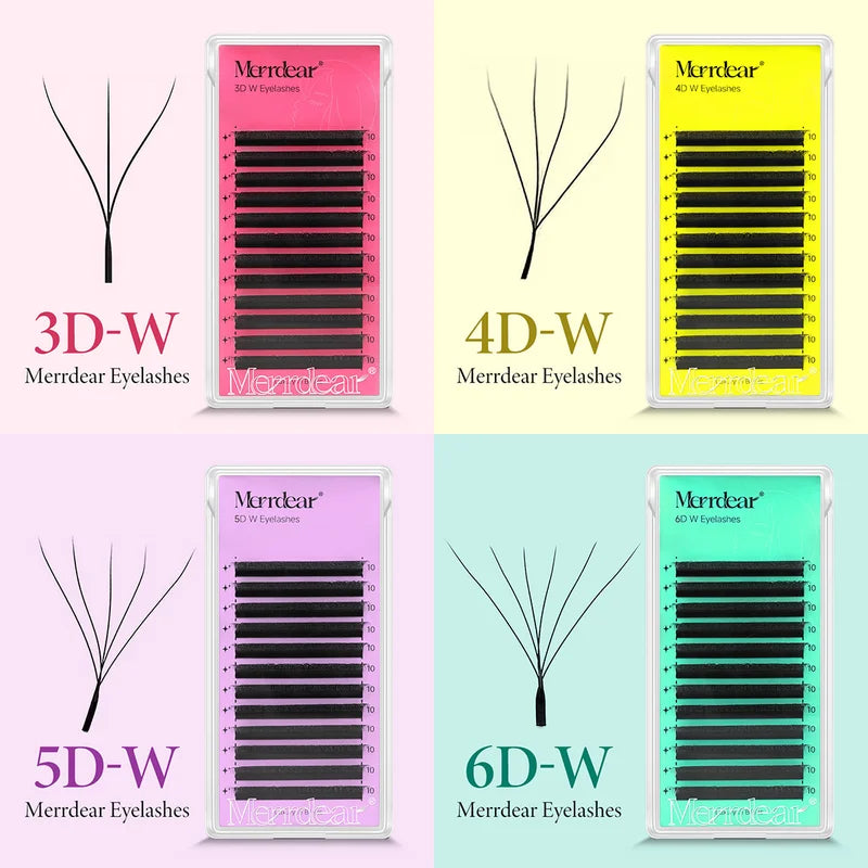 Premade W-Shape Eyelash Extensions 3D-6D Natural Soft Bloom Effect for Eye Makeup