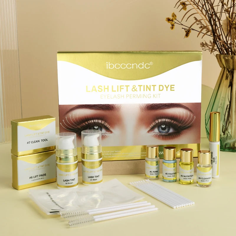 Semi-Permanent Lash & Brow Lift Kit with Tint for Eyelash Perming & Eyebrow Lamination
