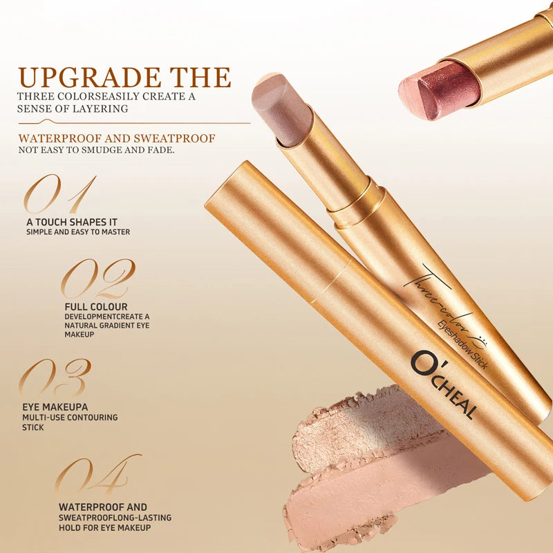 Waterproof Matte Pearlescent Eye Shadow Stick for Smoked Eye Makeup - Durable & Glossy Finish