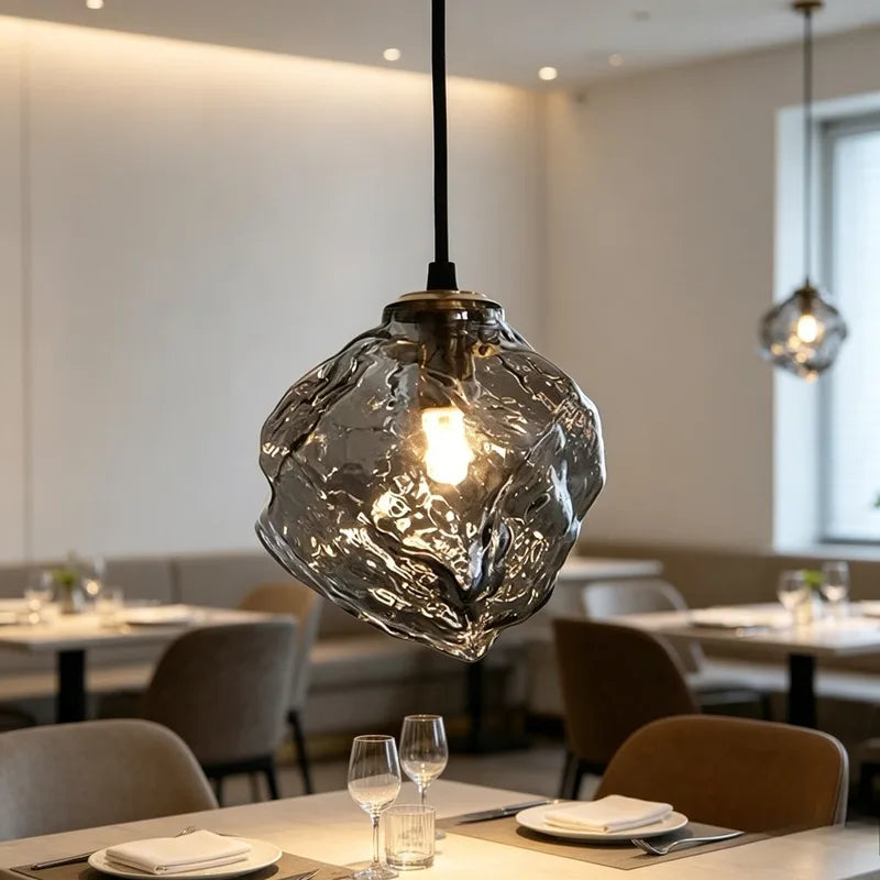 Ice Crystal Pendant Lamp - Nordic Minimalist Chandelier for Bedroom & Dining