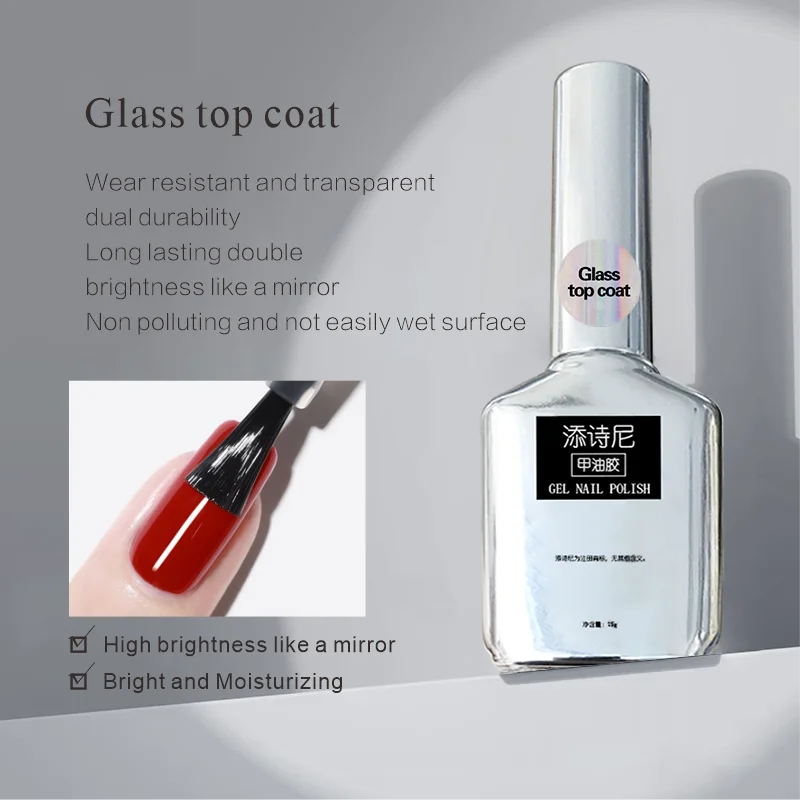Glass Top Coat Nail Gel for Long-Lasting, Glossy Manicure Finish