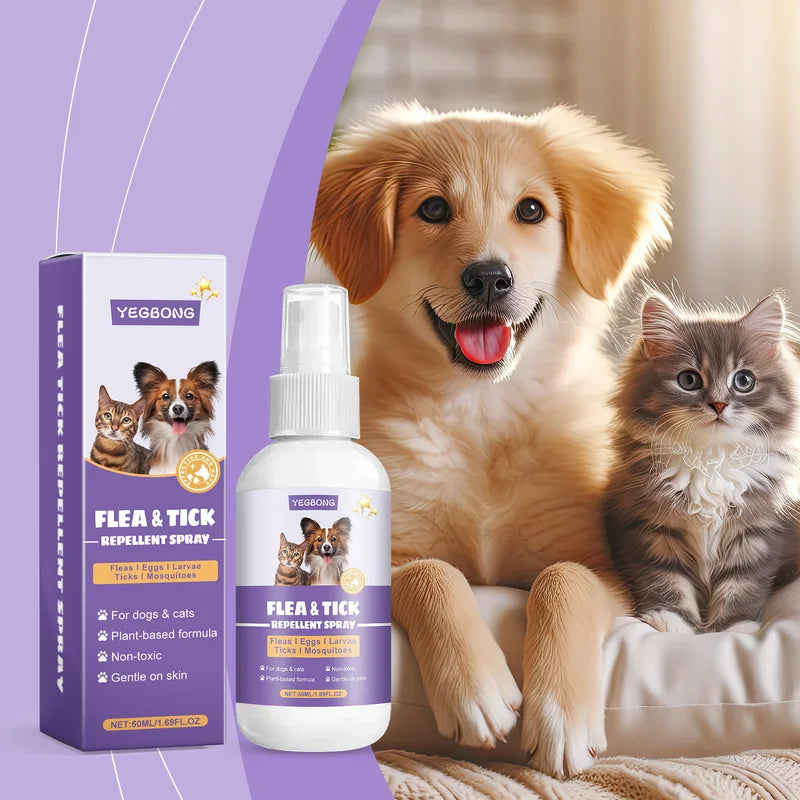 Pet Flea & Tick Repellent Spray Natural Ingredients 50ml - Relieves Skin Itching